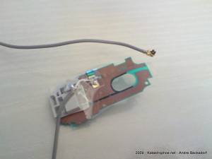Film antenna with soldered cable and U.FL pigtail