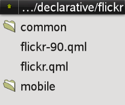 The FolderListModel used to choose a QML file